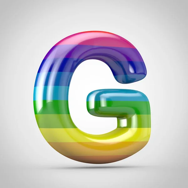 Regenboog Letter Hoofdletters Render Glanzende Lettertype Geïsoleerd Witte Achtergrond — Stockfoto