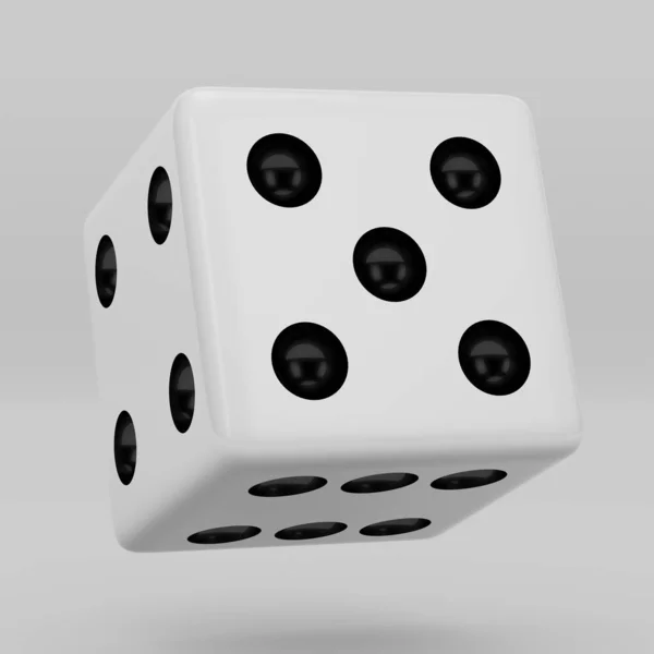 Білі Кубики Чорними Крапками Висять Половині Повороту Показуючи Номер Кубики — стокове фото