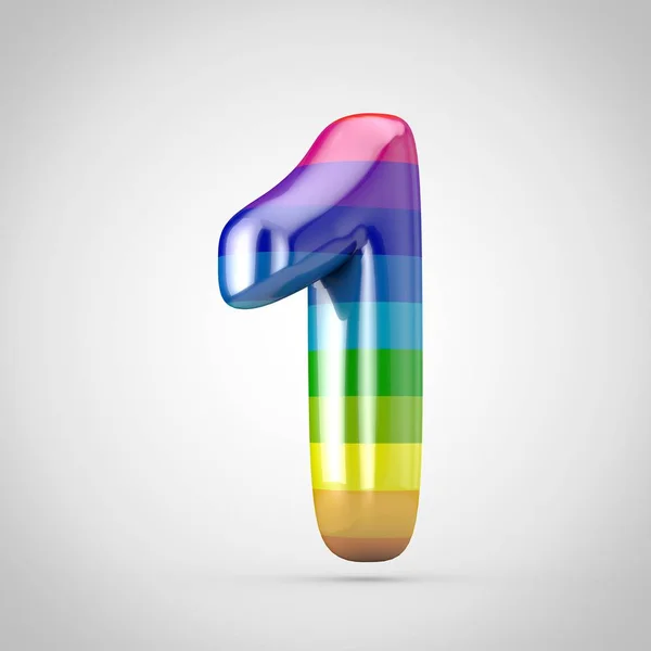 Rainbow Nummer Render Glansigt Teckensnitt Isolerad Vit Bakgrund — Stockfoto