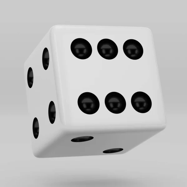 White Dice Black Dots Hanging Half Turn Showing Number Render — Stock Photo, Image