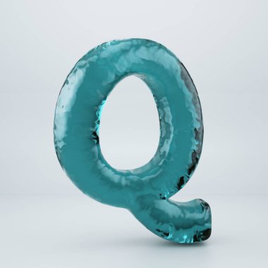 Beyaz arka plan üzerinde izole okyanus su harf büyük harf Q.