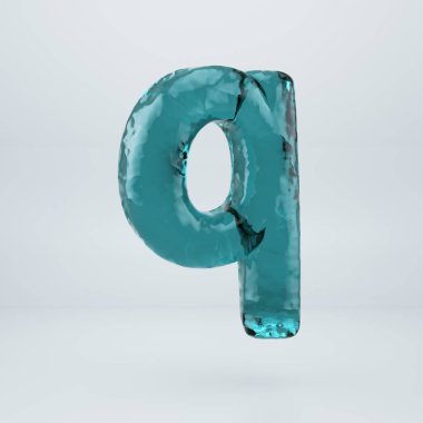 Beyaz arka plan üzerinde izole okyanus su harf küçük harf Q.