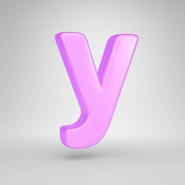 Parlak pembe balonlu sakız Y harfi küçük