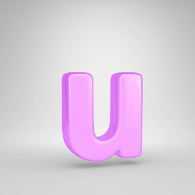Parlak pembe balonlu sakız U harfi küçük