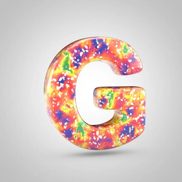 Bright Acrylic Pouring Letter Uppercase Render Colorful Font Isolated White — Stock Photo, Image
