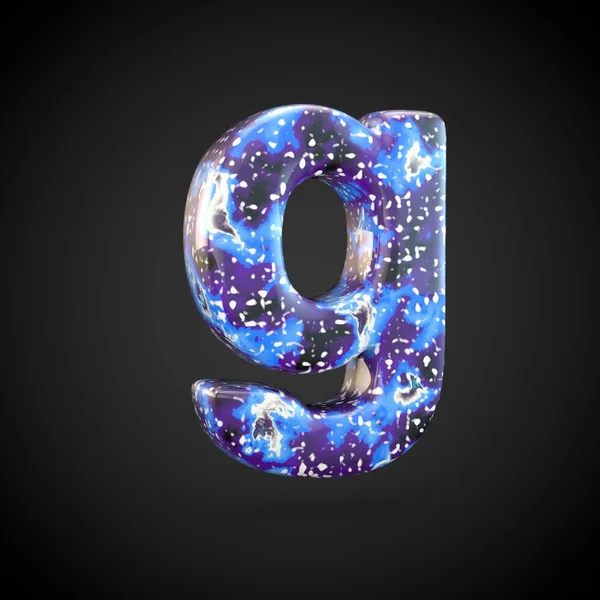 Acrylic pouring letter G lowercase. 3d render font isolated on black background