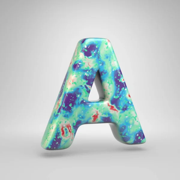 Bluish acrylic pouring letter A uppercase.