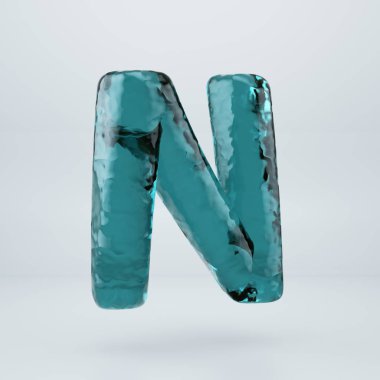 Beyaz arka plan üzerinde izole okyanus su harf büyük harf N.