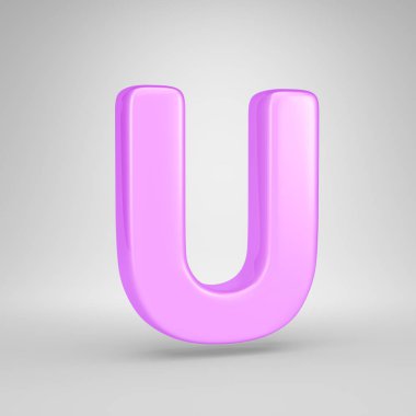 Parlak pembe balonlu sakız harf büyük harf U