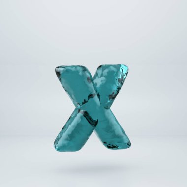 Beyaz arka plan üzerinde izole okyanus su harf küçük harf X.