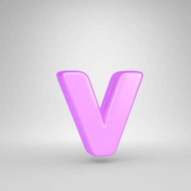Parlak pembe balonlu sakız harf V küçük