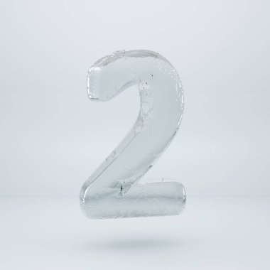 2 numaralı beyaz arka plan üzerinde izole buz