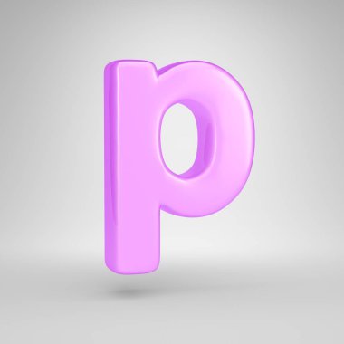 Parlak pembe balonlu sakız P harfi küçük