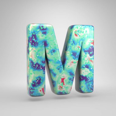 Mavimsi akrilik dökme a harfi büyük harf. Beyaz arka plan üzerinde izole 3d render soğuk renk yazı tipi