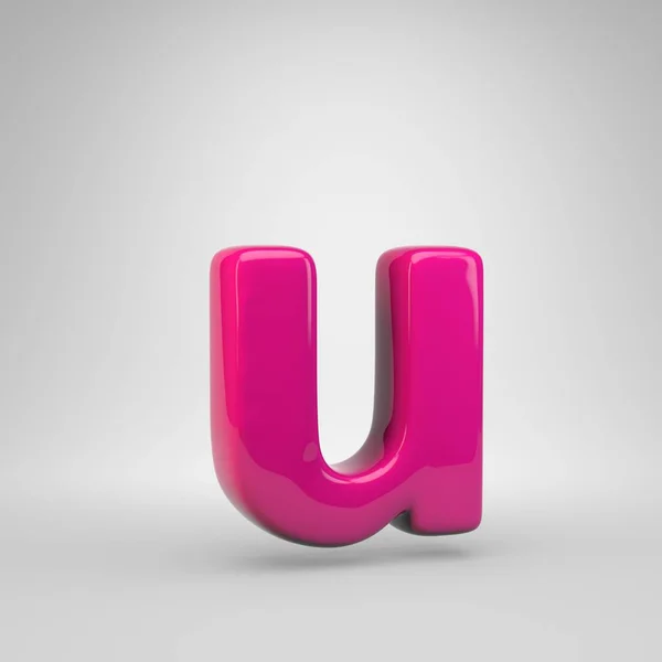 Пластиковый Розовый Цвет Буквы Логотипа Блестящий Шрифт Визуализации Белом Фоне — стоковое фото