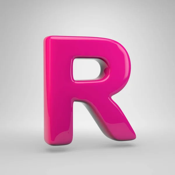Пластиковый Розовый Цвет Буквы Корпуса Блестящий Шрифт Визуализации Белом Фоне — стоковое фото