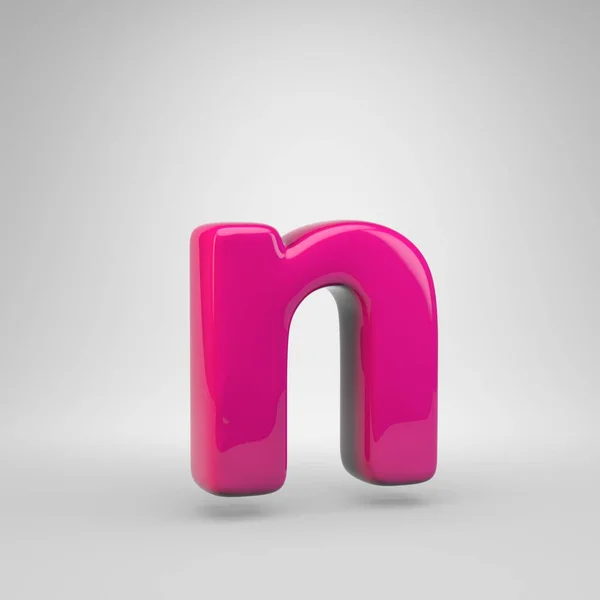 プラスチック ピンク色文字 小文字 白い背景に分離された レンダリング光沢のあるフォント — ストック写真
