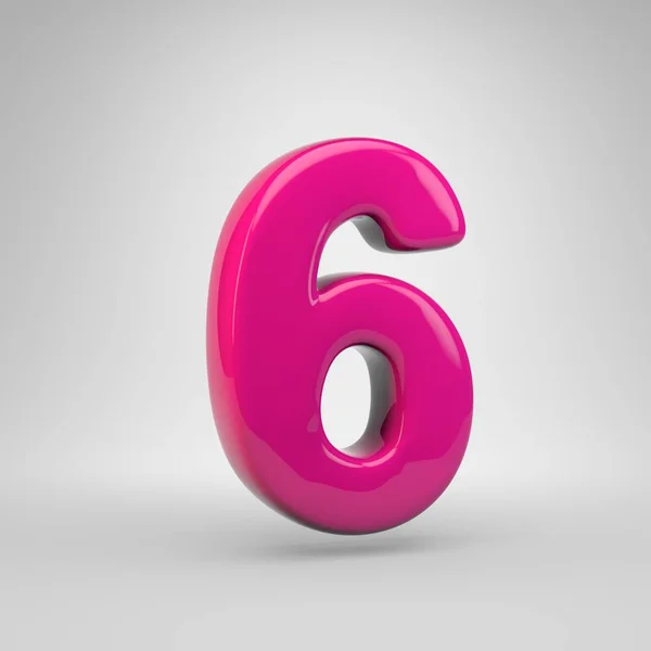 Plastic Pink Color Number Render Glossy Font Isolated White Background — Stock Photo, Image