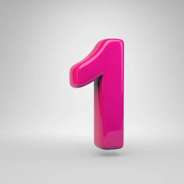 Пластиковый Розовый Цвет Номер Блестящий Шрифт Визуализации Белом Фоне — стоковое фото