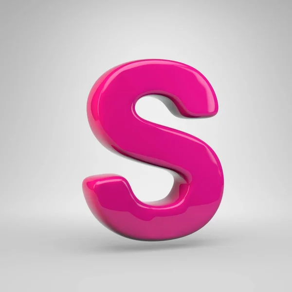Пластиковый Розовый Цвет Буквы Корпуса Блестящий Шрифт Визуализации Белом Фоне — стоковое фото