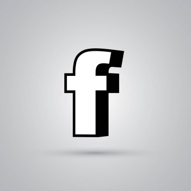 3D vektör harf F ile siyah sınır küçük beyaz. Işık yansıması ve beyaz arka plan üzerinde izole gölge ile parlak yazı tipi