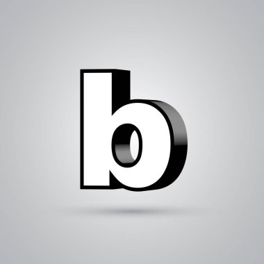 3D vektör mektup B siyah sınır ile küçük beyaz. Işık yansıması ve beyaz arka plan üzerinde izole gölge ile parlak yazı tipi