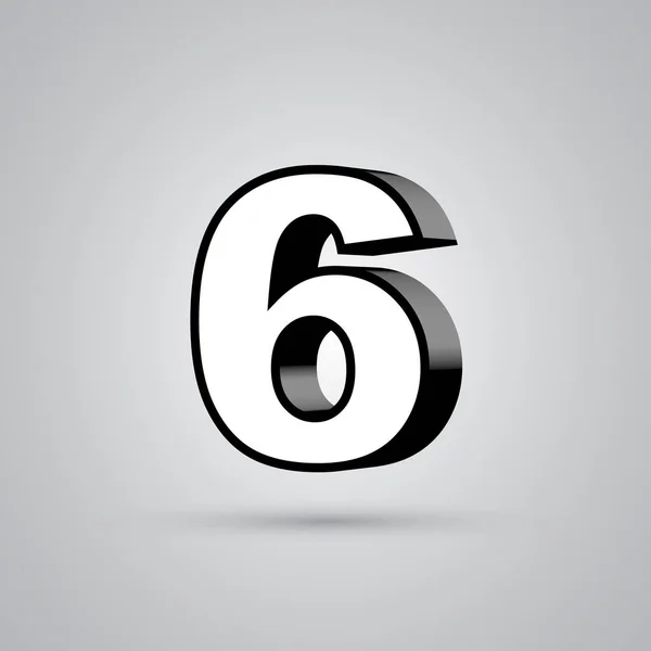 Wit Vector Nummer Met Zwarte Rand Glanzende Lettertype Met Reflectie — Stockvector