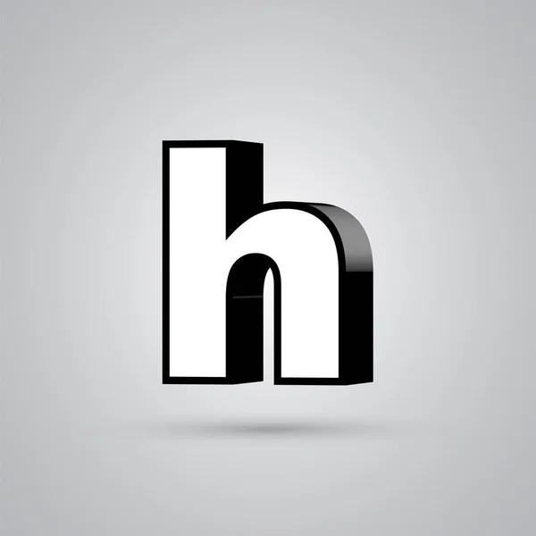 White Vector Letter Lowercase Black Border Glossy Font Light Reflection — Stock Vector