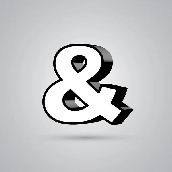 Simbolo Ampersand Vettoriale Bianco Con Bordo Nero Font Lucido Con — Vettoriale Stock