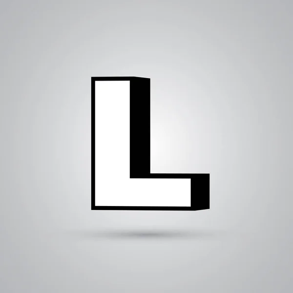 Λευκό Διάνυσμα Γράμμα Κεφαλαίο Μαύρο Περίγραμμα Γυαλιστερό Γραμματοσειρά Την Αντανάκλαση — Διανυσματικό Αρχείο