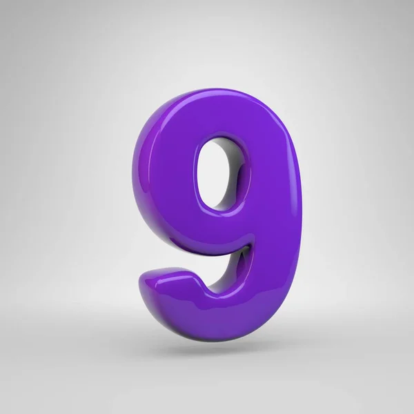 Протон Фиолетового Цвета Номер Блестящий Шрифт Визуализации Белом Фоне — стоковое фото
