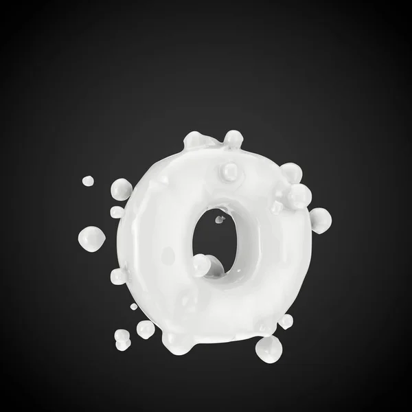 Bokstaven Gemener Mjölk Teckensnitt Med Droppar Isolerade Svart Bakgrund Render — Stockfoto