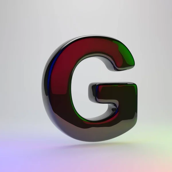 Letter Uppercase Black Font Red Green Blue Lights Reflection Isolated — Stock Photo, Image