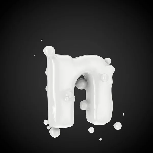 Letter Lowercase Milk Font Drops Isolated Black Background Render — Stock Photo, Image