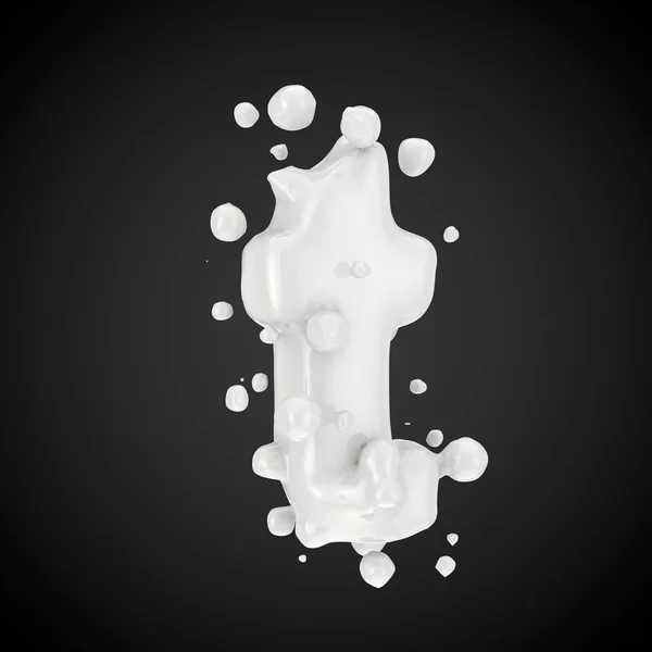 Bokstaven Gemener Mjölk Teckensnitt Med Droppar Isolerade Svart Bakgrund Render — Stockfoto