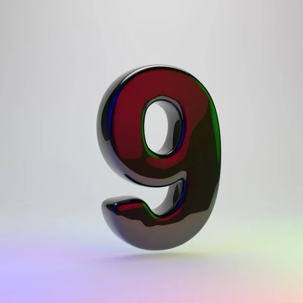 Number Black Font Red Green Blue Lights Reflection Isolated Light — Stock Photo, Image