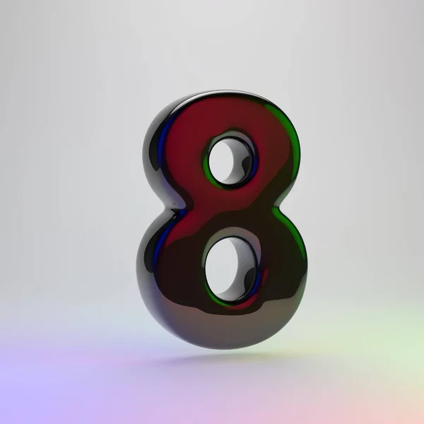 Number Black Font Red Green Blue Lights Reflection Isolated Light — Stock Photo, Image