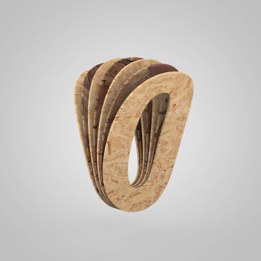 3D ahşap numarası 0. 3D render sunta yazı tipi. 