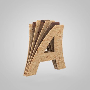 3D ahşap mektup bir büyük harf. 3D render sunta yazı tipi.