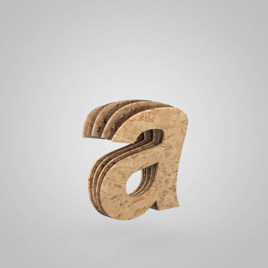 3D ahşap mektup bir küçük. 3D render sunta yazı tipi.