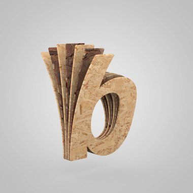 3D ahşap mektup B küçük. 3D render sunta yazı tipi.