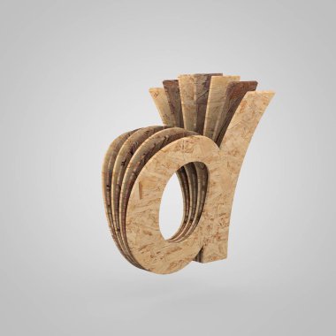 3D ahşap D harfi küçük. 3D render sunta yazı tipi. 