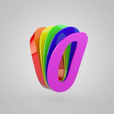 3D numarası 0. Gurur renk kavramı alfabesi.