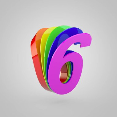 3D sayısı 6. Gurur renk kavramı alfabesi.