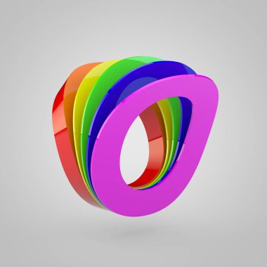 3D harf O büyük. Gurur renk kavramı alfabesi.