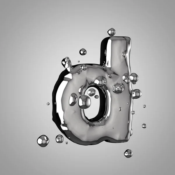Małe Litery Rtęci Renderowania Liquid Metal Czcionki Krople — Zdjęcie stockowe