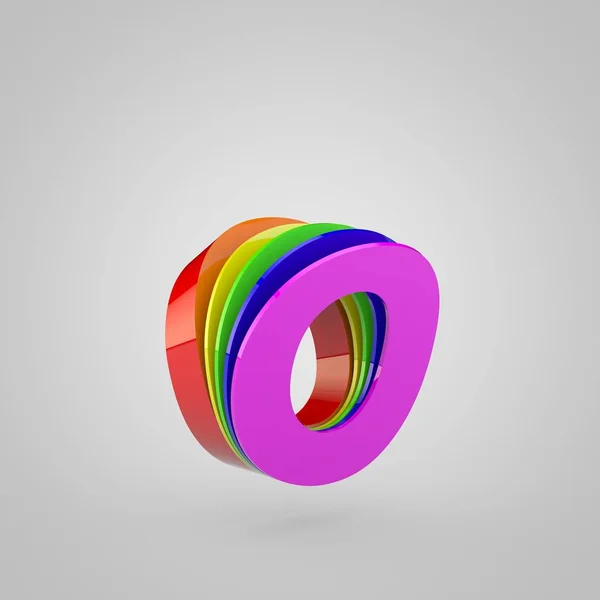 3D Letter O lowercase. Pride colors concept alphabet.