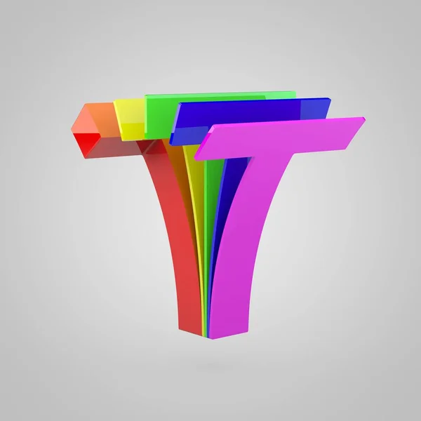 3D Letter T uppercase. Pride colors concept alphabet.