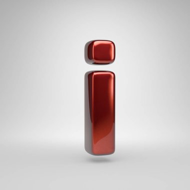 Ben küçük 3d mektup. Beyaz arka plan üzerinde izole kırmızı parlak metalik mektup