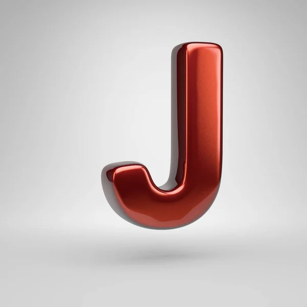Letter Uppercase Red Glossy Metallic Letter Isolated White Background — 스톡 사진